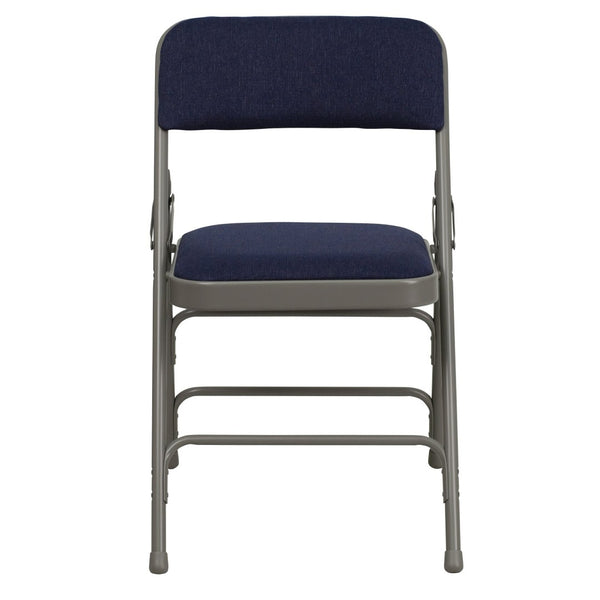 English Elm 2 Pack HERCULES Series Padded Folding Chairs - Durable, Stylish Seating for Events & Home Use Navy Fabric/Gray Frame 2-HA-MC309AF-NVY-GG