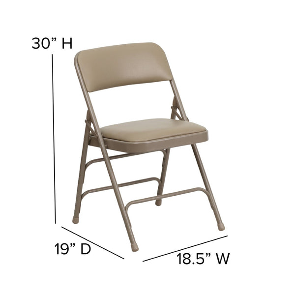 English Elm 2 Pack HERCULES Series Padded Folding Chairs - Durable, Stylish Seating for Events & Home Use Beige Vinyl/Beige Frame 2-HA-MC309AV-BGE-GG