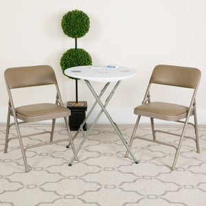 English Elm 2 Pack HERCULES Series Padded Folding Chairs - Durable, Stylish Seating for Events & Home Use Beige Vinyl/Beige Frame 2-HA-MC309AV-BGE-GG