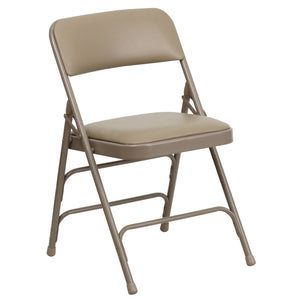 English Elm 2 Pack HERCULES Series Padded Folding Chairs - Durable, Stylish Seating for Events & Home Use Beige Vinyl/Beige Frame 2-HA-MC309AV-BGE-GG
