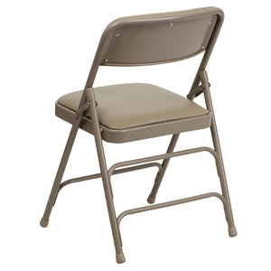 English Elm 2 Pack HERCULES Series Padded Folding Chairs - Durable, Stylish Seating for Events & Home Use Beige Vinyl/Beige Frame 2-HA-MC309AV-BGE-GG