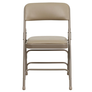 English Elm 2 Pack HERCULES Series Padded Folding Chairs - Durable, Stylish Seating for Events & Home Use Beige Vinyl/Beige Frame 2-HA-MC309AV-BGE-GG