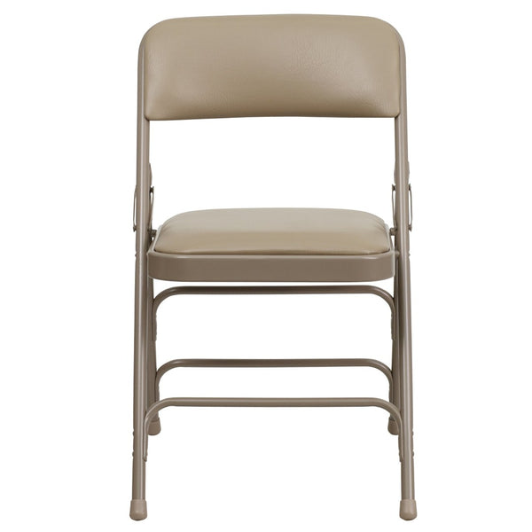 English Elm 2 Pack HERCULES Series Padded Folding Chairs - Durable, Stylish Seating for Events & Home Use Beige Vinyl/Beige Frame 2-HA-MC309AV-BGE-GG