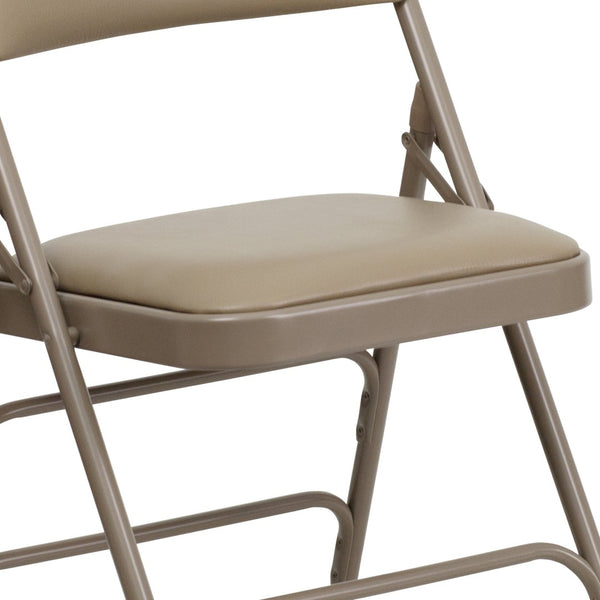 English Elm 2 Pack HERCULES Series Padded Folding Chairs - Durable, Stylish Seating for Events & Home Use Beige Vinyl/Beige Frame 2-HA-MC309AV-BGE-GG