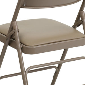English Elm 2 Pack HERCULES Series Padded Folding Chairs - Durable, Stylish Seating for Events & Home Use Beige Vinyl/Beige Frame 2-HA-MC309AV-BGE-GG