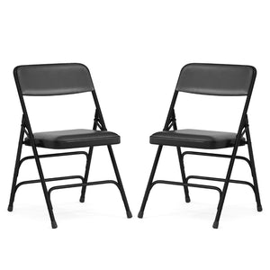 English Elm 2 Pack HERCULES Series Padded Folding Chairs - Durable, Stylish Seating for Events & Home Use Black Vinyl/Black Frame 2-HA-MC309AV-BK-GG