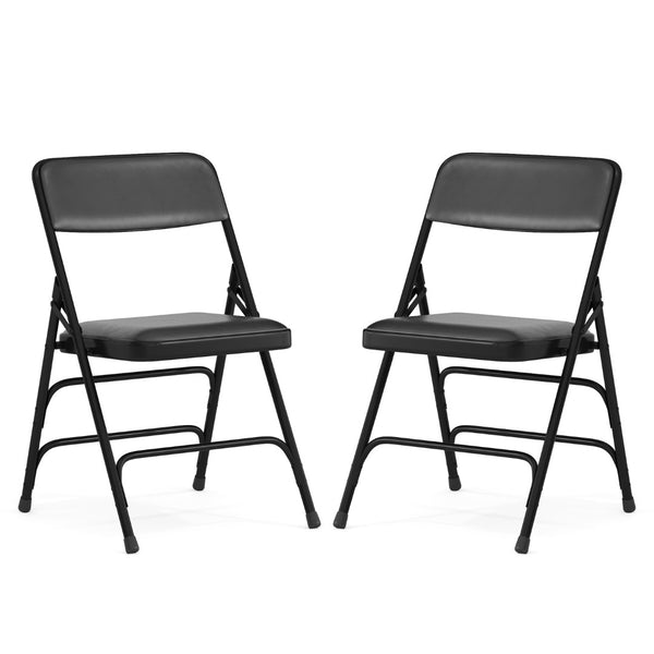 English Elm 2 Pack HERCULES Series Padded Folding Chairs - Durable, Stylish Seating for Events & Home Use Black Vinyl/Black Frame 2-HA-MC309AV-BK-GG