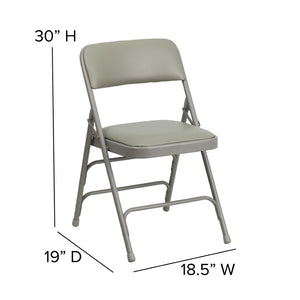 English Elm 2 Pack HERCULES Series Padded Folding Chairs - Durable, Stylish Seating for Events & Home Use Gray Vinyl/Gray Frame 2-HA-MC309AV-GY-GG