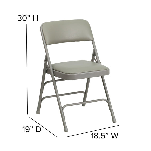 English Elm 2 Pack HERCULES Series Padded Folding Chairs - Durable, Stylish Seating for Events & Home Use Gray Vinyl/Gray Frame 2-HA-MC309AV-GY-GG