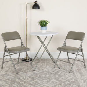 English Elm 2 Pack HERCULES Series Padded Folding Chairs - Durable, Stylish Seating for Events & Home Use Gray Vinyl/Gray Frame 2-HA-MC309AV-GY-GG