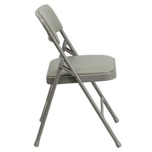 English Elm 2 Pack HERCULES Series Padded Folding Chairs - Durable, Stylish Seating for Events & Home Use Gray Vinyl/Gray Frame 2-HA-MC309AV-GY-GG