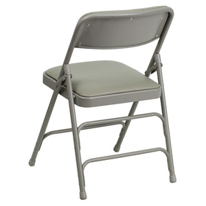 English Elm 2 Pack HERCULES Series Padded Folding Chairs - Durable, Stylish Seating for Events & Home Use Gray Vinyl/Gray Frame 2-HA-MC309AV-GY-GG