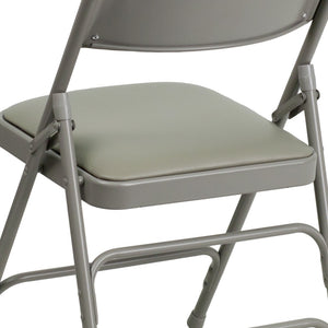 English Elm 2 Pack HERCULES Series Padded Folding Chairs - Durable, Stylish Seating for Events & Home Use Gray Vinyl/Gray Frame 2-HA-MC309AV-GY-GG