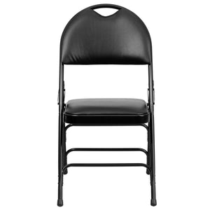 English Elm 2 Pack HERCULES Series Ultra-Premium Folding Chairs with Triple Braced Frame and Easy Carry Handle Black Vinyl/Black Frame 2-HA-MC705AV-3-BK-GG