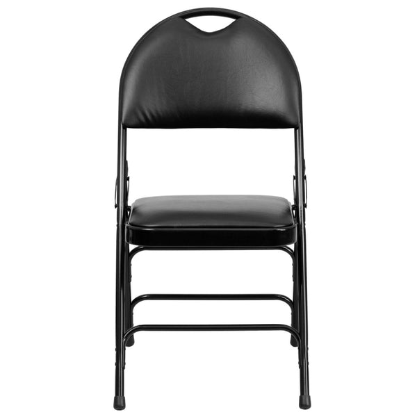 English Elm 2 Pack HERCULES Series Ultra-Premium Folding Chairs with Triple Braced Frame and Easy Carry Handle Black Vinyl/Black Frame 2-HA-MC705AV-3-BK-GG