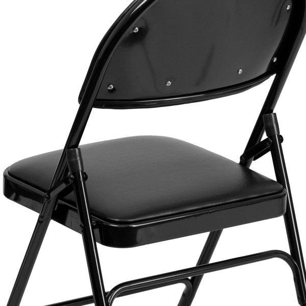 English Elm 2 Pack HERCULES Series Ultra-Premium Folding Chairs with Triple Braced Frame and Easy Carry Handle Black Vinyl/Black Frame 2-HA-MC705AV-3-BK-GG