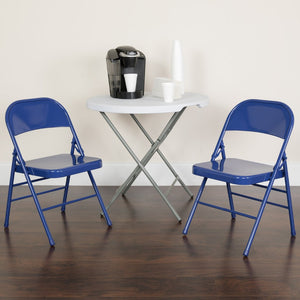 English Elm 2 Pack HERCULES COLORBURST Metal Folding Chairs - Durable, Lightweight, Modern Design for Events & Home Cobalt Blue 2-HF3-BLUE-GG