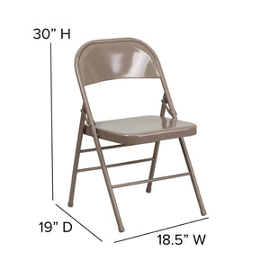 English Elm 2 Pack HERCULES Series Commercial-Grade Triple Braced Metal Folding Chairs for Events & Gatherings Beige 2-HF3-MC-309AS-BGE-GG