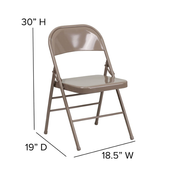 English Elm 2 Pack HERCULES Series Commercial-Grade Triple Braced Metal Folding Chairs for Events & Gatherings Beige 2-HF3-MC-309AS-BGE-GG
