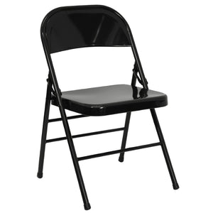 English Elm 2 Pack HERCULES Series Commercial-Grade Triple Braced Metal Folding Chairs for Events & Gatherings Black 2-HF3-MC-309AS-BK-GG