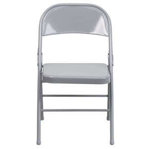 English Elm 2 Pack HERCULES Series Commercial-Grade Triple Braced Metal Folding Chairs for Events & Gatherings Gray 2-HF3-MC-309AS-GY-GG