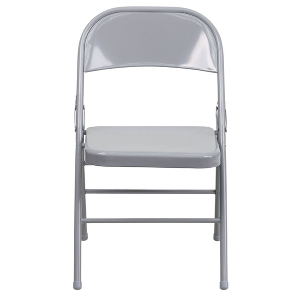 English Elm 2 Pack HERCULES Series Commercial-Grade Triple Braced Metal Folding Chairs for Events & Gatherings Gray 2-HF3-MC-309AS-GY-GG