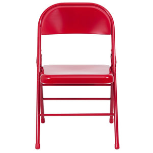 English Elm 2 Pack HERCULES Series Commercial-Grade Triple Braced Metal Folding Chairs for Events & Gatherings Red 2-HF3-MC-309AS-RED-GG