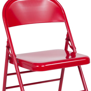 English Elm 2 Pack HERCULES Series Commercial-Grade Triple Braced Metal Folding Chairs for Events & Gatherings Red 2-HF3-MC-309AS-RED-GG