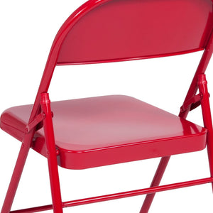 English Elm 2 Pack HERCULES Series Commercial-Grade Triple Braced Metal Folding Chairs for Events & Gatherings Red 2-HF3-MC-309AS-RED-GG