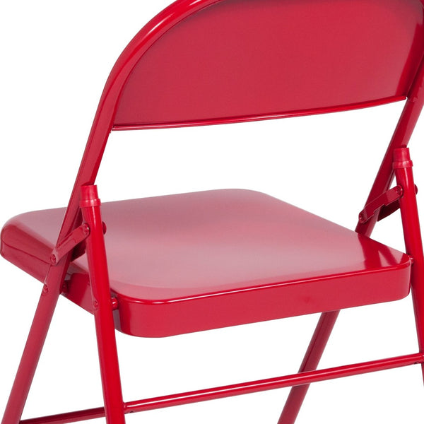 English Elm 2 Pack HERCULES Series Commercial-Grade Triple Braced Metal Folding Chairs for Events & Gatherings Red 2-HF3-MC-309AS-RED-GG