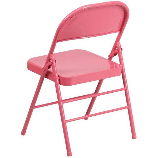 English Elm 2 Pack HERCULES COLORBURST Metal Folding Chairs - Durable, Lightweight, Modern Design for Events & Home Bubblegum Pink 2-HF3-PINK-GG