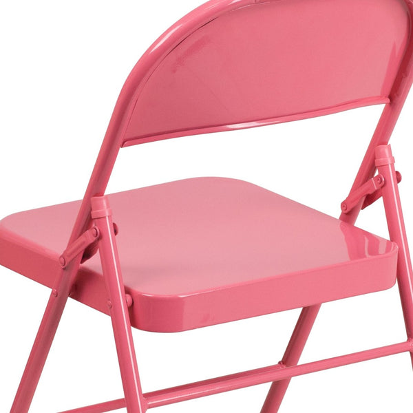 English Elm 2 Pack HERCULES COLORBURST Metal Folding Chairs - Durable, Lightweight, Modern Design for Events & Home Bubblegum Pink 2-HF3-PINK-GG