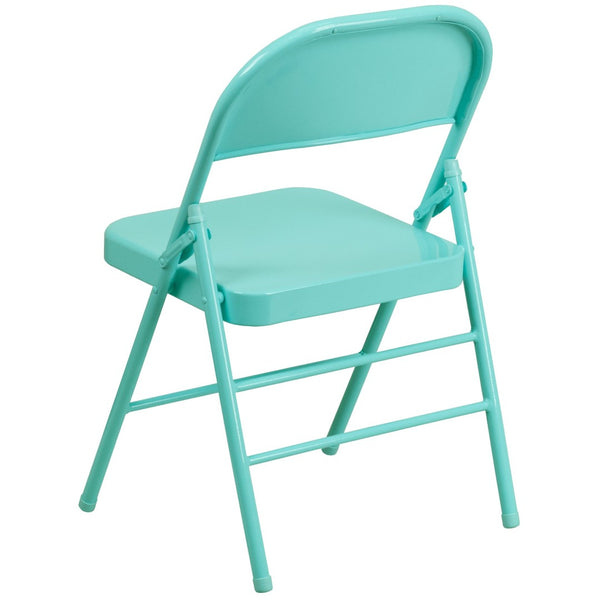 English Elm 2 Pack HERCULES COLORBURST Metal Folding Chairs - Durable, Lightweight, Modern Design for Events & Home Tantalizing Teal 2-HF3-TEAL-GG