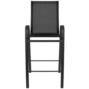 English Elm 2 Pack Brazos Series Outdoor Barstools with Comfort Sling Upholstery and Durable Metal Frame Black 2-JJ-092H-GG