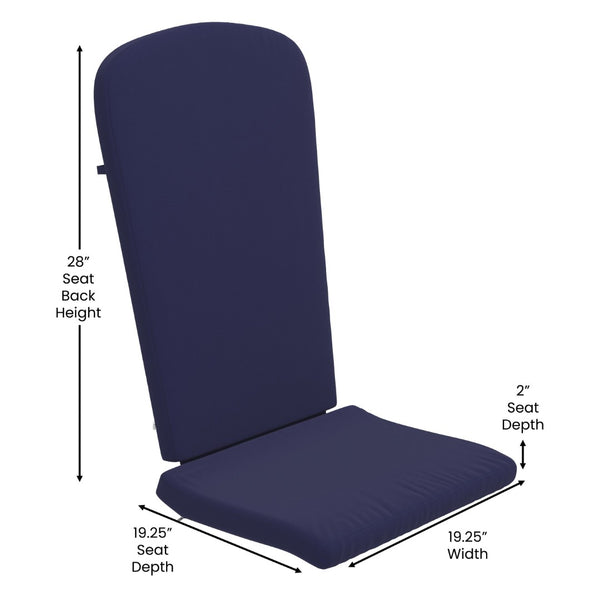 English Elm Charlestown Set of 2 All-Weather Adirondack Chairs with Cushions for Stylish Outdoor Relaxation Blue Cushions/Blue Frame 2-JJ-C14501-CSNBL-BLU-GG