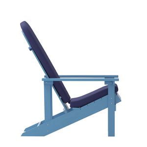 English Elm Charlestown Set of 2 All-Weather Adirondack Chairs with Cushions for Stylish Outdoor Relaxation Blue Cushions/Blue Frame 2-JJ-C14501-CSNBL-BLU-GG