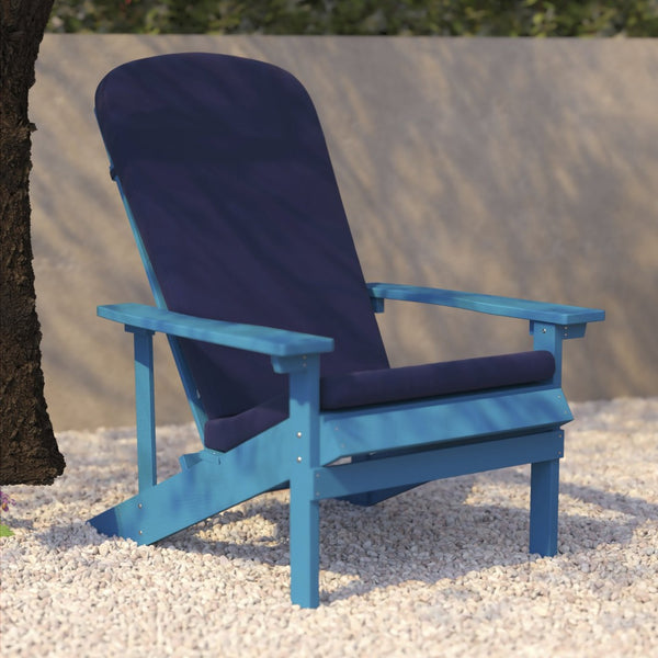 English Elm Charlestown Set of 2 All-Weather Adirondack Chairs with Cushions for Stylish Outdoor Relaxation Blue Cushions/Blue Frame 2-JJ-C14501-CSNBL-BLU-GG