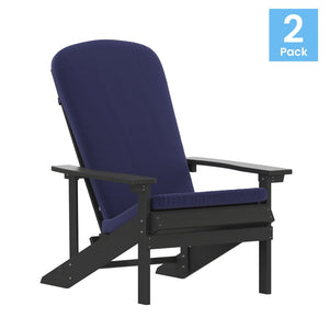 English Elm Charlestown Set of 2 All-Weather Adirondack Chairs with Cushions for Stylish Outdoor Relaxation Blue Cushions/Slate Gray Frame 2-JJ-C14501-CSNBL-SLT-GG