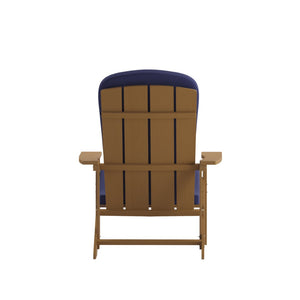 English Elm Charlestown Set of 2 All-Weather Adirondack Chairs with Cushions for Stylish Outdoor Relaxation Blue Cushions/Teak Frame 2-JJ-C14501-CSNBL-TEAK-GG