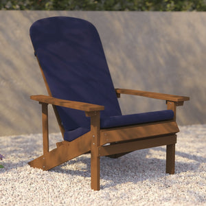 English Elm Charlestown Set of 2 All-Weather Adirondack Chairs with Cushions for Stylish Outdoor Relaxation Blue Cushions/Teak Frame 2-JJ-C14501-CSNBL-TEAK-GG