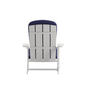 English Elm Charlestown Set of 2 All-Weather Adirondack Chairs with Cushions for Stylish Outdoor Relaxation Blue Cushions/White Frame 2-JJ-C14501-CSNBL-WH-GG