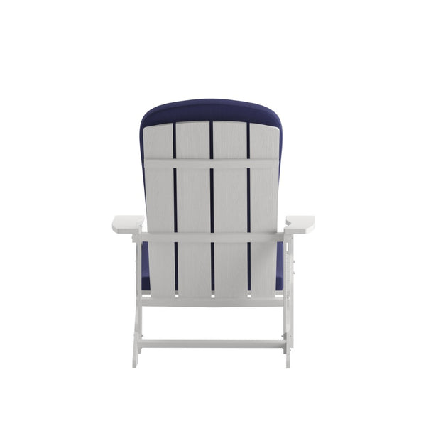 English Elm Charlestown Set of 2 All-Weather Adirondack Chairs with Cushions for Stylish Outdoor Relaxation Blue Cushions/White Frame 2-JJ-C14501-CSNBL-WH-GG