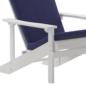 English Elm Charlestown Set of 2 All-Weather Adirondack Chairs with Cushions for Stylish Outdoor Relaxation Blue Cushions/White Frame 2-JJ-C14501-CSNBL-WH-GG