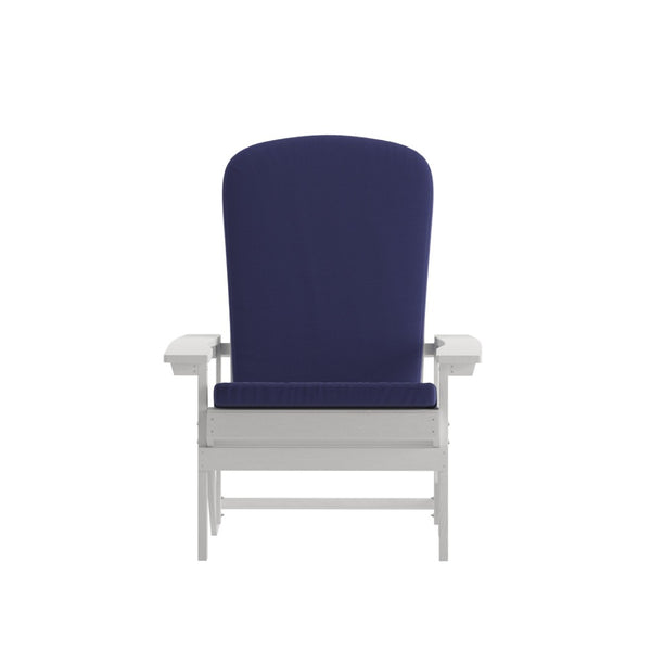 English Elm Charlestown Set of 2 All-Weather Adirondack Chairs with Cushions for Stylish Outdoor Relaxation Blue Cushions/White Frame 2-JJ-C14501-CSNBL-WH-GG