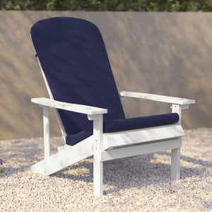English Elm Charlestown Set of 2 All-Weather Adirondack Chairs with Cushions for Stylish Outdoor Relaxation Blue Cushions/White Frame 2-JJ-C14501-CSNBL-WH-GG