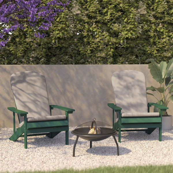 English Elm Charlestown Set of 2 All-Weather Adirondack Chairs with Cushions for Stylish Outdoor Relaxation Cream Cushions/Green Frame 2-JJ-C14501-CSNCR-GRN-GG