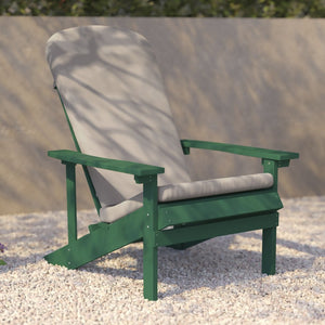 English Elm Charlestown Set of 2 All-Weather Adirondack Chairs with Cushions for Stylish Outdoor Relaxation Cream Cushions/Green Frame 2-JJ-C14501-CSNCR-GRN-GG
