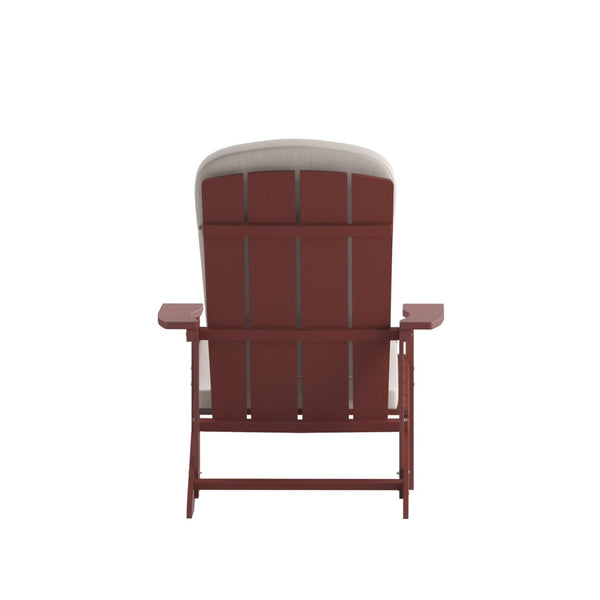 English Elm Charlestown Set of 2 All-Weather Adirondack Chairs with Cushions for Stylish Outdoor Relaxation Cream Cushions/Red Frame 2-JJ-C14501-CSNCR-RED-GG