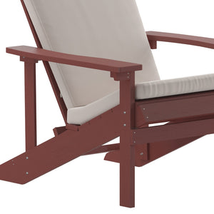 English Elm Charlestown Set of 2 All-Weather Adirondack Chairs with Cushions for Stylish Outdoor Relaxation Cream Cushions/Red Frame 2-JJ-C14501-CSNCR-RED-GG