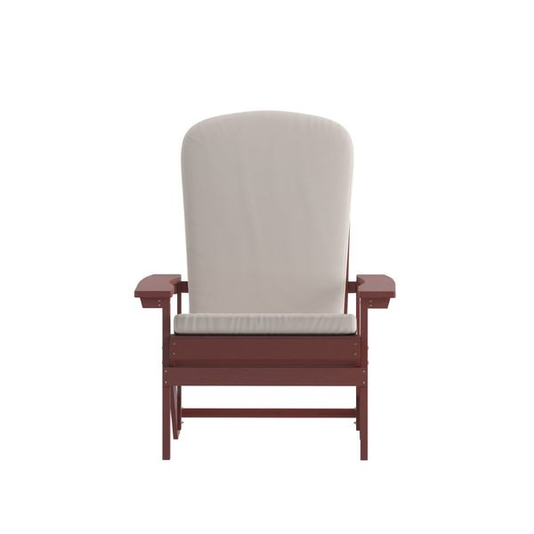 English Elm Charlestown Set of 2 All-Weather Adirondack Chairs with Cushions for Stylish Outdoor Relaxation Cream Cushions/Red Frame 2-JJ-C14501-CSNCR-RED-GG